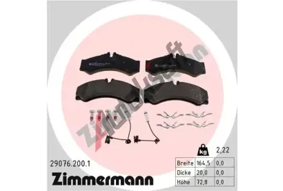 ZIMMERMANN Sada brzdovch destiek - kotouov brzda ZIM 29076.200.1, 29076.200.1