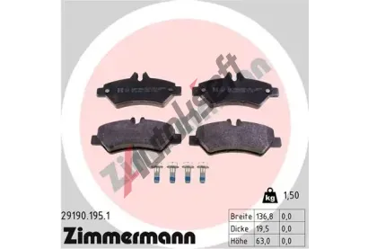 ZIMMERMANN Sada brzdovch destiek - kotouov brzda ZIM 29190.195.1, 29190.195.1