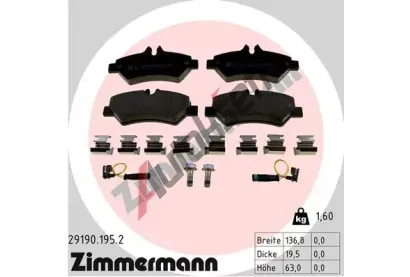 ZIMMERMANN Sada brzdovch destiek ZIM 29190.195.2, 29190.195.2