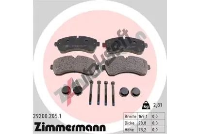 ZIMMERMANN Sada brzdovch destiek - kotouov brzda ZIM 29200.205.1, 29200.205.1