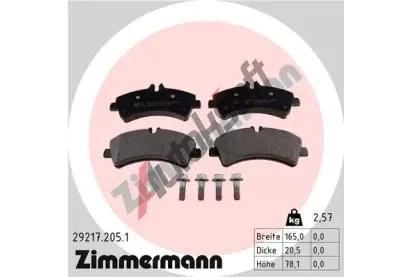 ZIMMERMANN Sada brzdovch destiek - kotouov brzda ZIM 29217.205.1, 29217.205.1