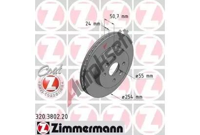 ZIMMERMANN Brzdový kotouč COAT Z - 254 mm ZIM 320.3802.20, 320.3802.20 ZIMMERMANN Brzdový kotouč COAT Z - 254 mm ZIM 320.3802.20, 320.3802.20