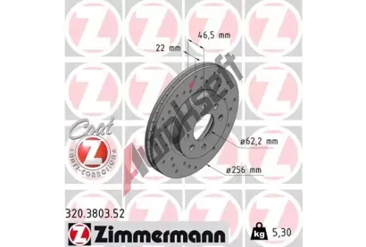 ZIMMERMANN Brzdov kotou drkovan SPORT COAT Z - 256 mm ZIM 320.3803.52, 320.3803.52