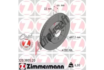 ZIMMERMANN Brzdov kotou COAT Z - 280 mm ZIM 320.3805.20, 320.3805.20