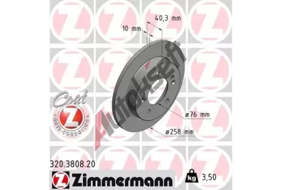 ZIMMERMANN Brzdov kotou COAT Z - 258 mm ZIM 320.3808.20, 320.3808.20