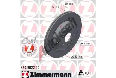 ZIMMERMANN Brzdov kotou COAT Z - 330 mm ZIM 320.3822.20, 320.3822.20