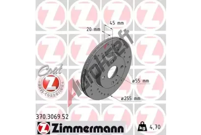 ZIMMERMANN Brzdov kotou drkovan SPORT COAT Z - 255 mm ZIM 370.3069.52, 370.3069.52