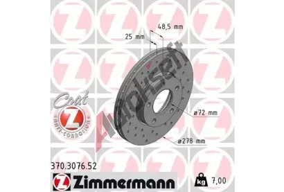 ZIMMERMANN Brzdov kotou drkovan SPORT COAT Z - 278 mm ZIM 370.3076.52, 370.3076.52