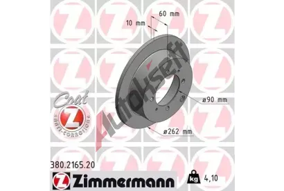 ZIMMERMANN Brzdový kotouč COAT Z - 262 mm ZIM 380.2165.20, 380.2165.20  ZIMMERMANN Brzdový kotouč COAT Z - 262 mm ZIM 380.2165.20, 380.2165.20