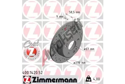 ZIMMERMANN Brzdov kotou drkovan SPORT COAT Z - 278 mm ZIM 400.1420.52, 400.1420.52