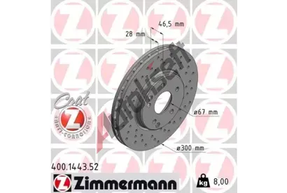 ZIMMERMANN Brzdov kotou drkovan SPORT COAT Z - 300 mm ZIM 400.1443.52, 400.1443.52