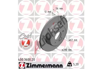 ZIMMERMANN Brzdov kotou COAT Z - 290 mm ZIM 400.3600.20, 400.3600.20