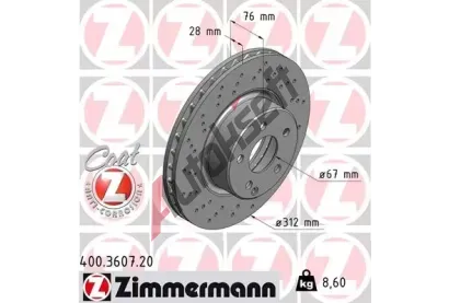 ZIMMERMANN Brzdov kotou drkovan COAT Z - 312 mm ZIM 400.3607.20, 400.3607.20