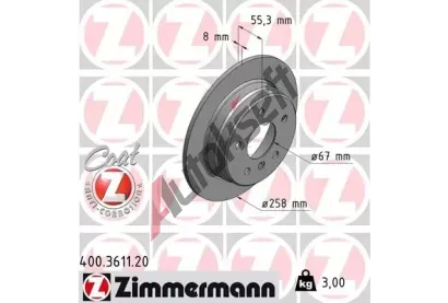 ZIMMERMANN Brzdov kotou COAT Z - 258 mm ZIM 400.3611.20, 400.3611.20
