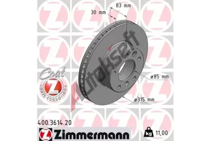 ZIMMERMANN Brzdov kotou COAT Z - 315 mm ZIM 400.3614.20, 400.3614.20