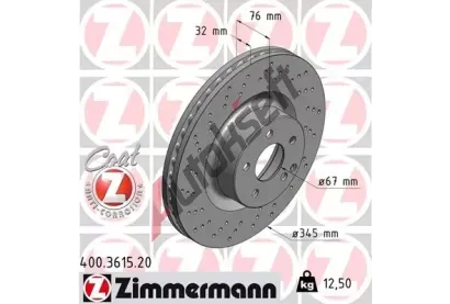 ZIMMERMANN Brzdov kotou COAT Z - 345 mm ZIM 400.3615.20, 400.3615.20