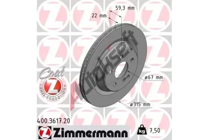 ZIMMERMANN Brzdov kotou COAT Z - 315 mm ZIM 400.3617.20, 400.3617.20
