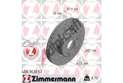 ZIMMERMANN Brzdov kotou drkovan SPORT COAT Z - 312 mm ZIM 400.3620.52, 400.3620.52