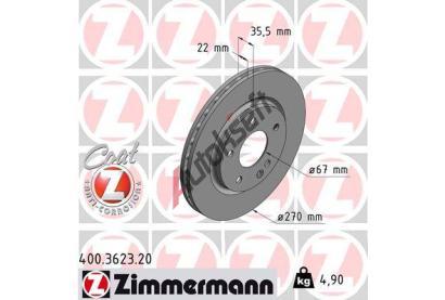 ZIMMERMANN Brzdový kotouč COAT Z - 270 mm ZIM 400.3623.20, 400.3623.20 ZIMMERMANN Brzdový kotouč COAT Z - 270 mm ZIM 400.3623.20, 400.3623.20