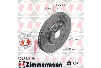 ZIMMERMANN Brzdov kotou drkovan COAT Z - 330 mm ZIM 400.3624.20, 400.3624.20