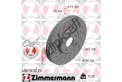 ZIMMERMANN Brzdov kotou drkovan COAT Z - 330 mm ZIM 400.3632.20, 400.3632.20