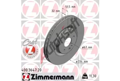 ZIMMERMANN Brzdový kotouč COAT Z - 334 mm ZIM 400.3647.20, 400.3647.20  ZIMMERMANN Brzdový kotouč COAT Z - 334 mm ZIM 400.3647.20, 400.3647.20