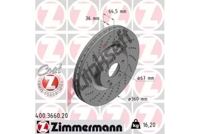 ZIMMERMANN Brzdov kotou drkovan COAT Z - 360 mm ZIM 400.3660.20, 400.3660.20