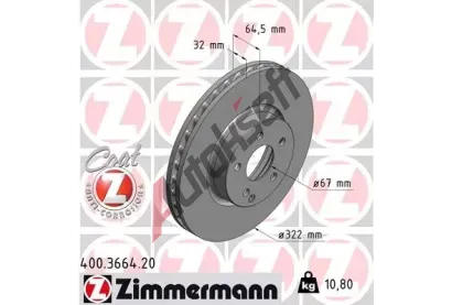 ZIMMERMANN Brzdov kotou COAT Z - 322 mm ZIM 400.3664.20, 400.3664.20
