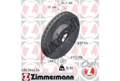 ZIMMERMANN Brzdov kotou BLACK Z - 322 mm ZIM 400.3664.54, 400.3664.54