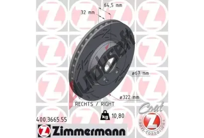 ZIMMERMANN Brzdový kotouč BLACK Z - 322 mm ZIM 400.3664.55, 400.3664.55 ZIMMERMANN Brzdový kotouč BLACK Z - 322 mm ZIM 400.3664.55, 400.3664.55