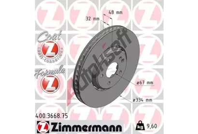 ZIMMERMANN Brzdov kotou FORMULA Z - 334 mm ZIM 400.3668.75, 400.3668.75