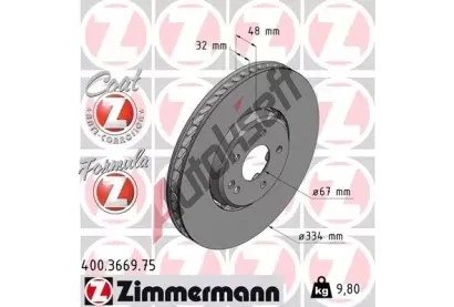 ZIMMERMANN Brzdov kotou FORMULA Z - 334 mm ZIM 400.3669.75, 400.3669.75