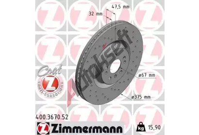 ZIMMERMANN Brzdov kotou SPORT COAT Z - 375 mm ZIM 400.3670.52, 400.3670.52
