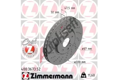 ZIMMERMANN Brzdov kotou SPORT COAT Z - 330 mm ZIM 400.3673.52, 400.3673.52