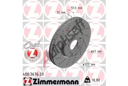 ZIMMERMANN Brzdov kotou drkovan COAT Z - 322 mm ZIM 400.3676.20, 400.3676.20