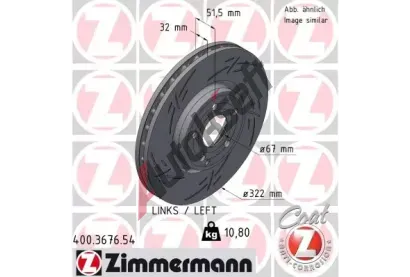 ZIMMERMANN Brzdov kotou BLACK Z - 322 mm ZIM 400.3676.54, 400.3676.54