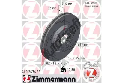 ZIMMERMANN Brzdový kotouč BLACK Z - 322 mm ZIM 400.3676.55, 400.3676.55  ZIMMERMANN Brzdový kotouč BLACK Z - 322 mm ZIM 400.3676.55, 400.3676.55
