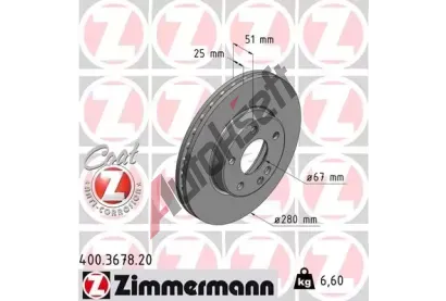 ZIMMERMANN Brzdov kotou COAT Z - 280 mm ZIM 400.3678.20, 400.3678.20