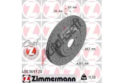ZIMMERMANN Brzdový kotouč COAT Z - 365 mm ZIM 400.3697.20, 400.3697.20 ZIMMERMANN Brzdový kotouč COAT Z - 365 mm ZIM 400.3697.20, 400.3697.20