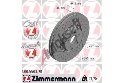 ZIMMERMANN Brzdov kotou FORMULA Z COAT Z - 360 mm ZIM 400.5503.70, 400.5503.70