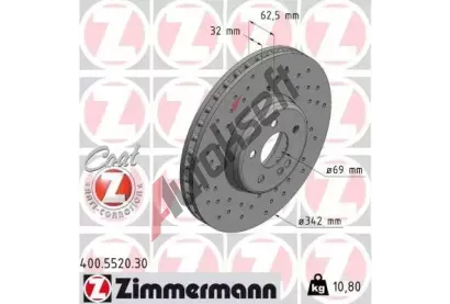ZIMMERMANN Brzdov kotou FORMULA S COAT Z - 342 mm ZIM 400.5520.30, 400.5520.30