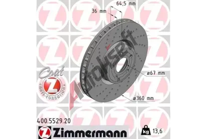 ZIMMERMANN Brzdov kotou COAT Z - 360 mm ZIM 400.5529.20, 400.5529.20