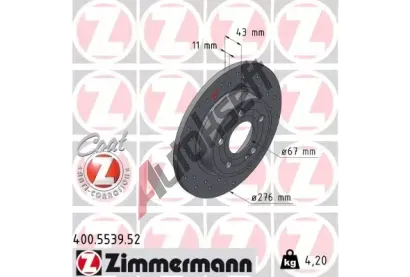 ZIMMERMANN Brzdov kotou SPORT Z - 276 mm ZIM 400.5539.52, 400.5539.52