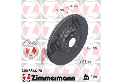 ZIMMERMANN Brzdov kotou COAT Z - 345 mm ZIM 400.5564.20, 400.5564.20