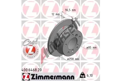 ZIMMERMANN Brzdov kotou COAT Z - 258 mm ZIM 400.6468.20, 400.6468.20