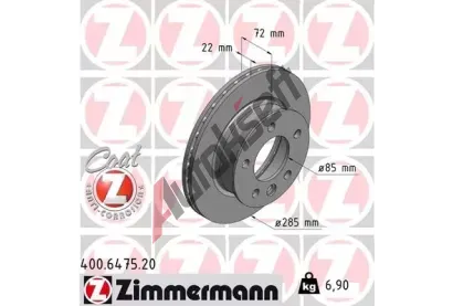 ZIMMERMANN Brzdov kotou COAT Z - 285 mm ZIM 400.6475.20, 400.6475.20