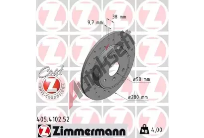 ZIMMERMANN Brzdový kotouč SPORT COAT Z - 280 mm ZIM 405.4102.52, 405.4102.52 ZIMMERMANN Brzdový kotouč SPORT COAT Z - 280 mm ZIM 405.4102.52, 405.4102.52