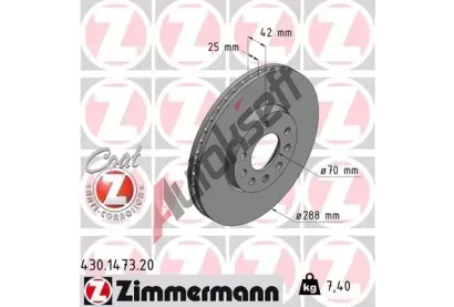 ZIMMERMANN Brzdov kotou COAT Z - 288 mm ZIM 430.1473.20, 430.1473.20