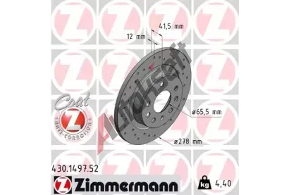 ZIMMERMANN Brzdov kotou drkovan SPORT COAT Z - 278 mm ZIM 430.1497.52, 430.1497.52