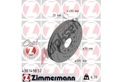 ZIMMERMANN Brzdov kotou drkovan SPORT COAT Z - 285 mm ZIM 430.1498.52, 430.1498.52